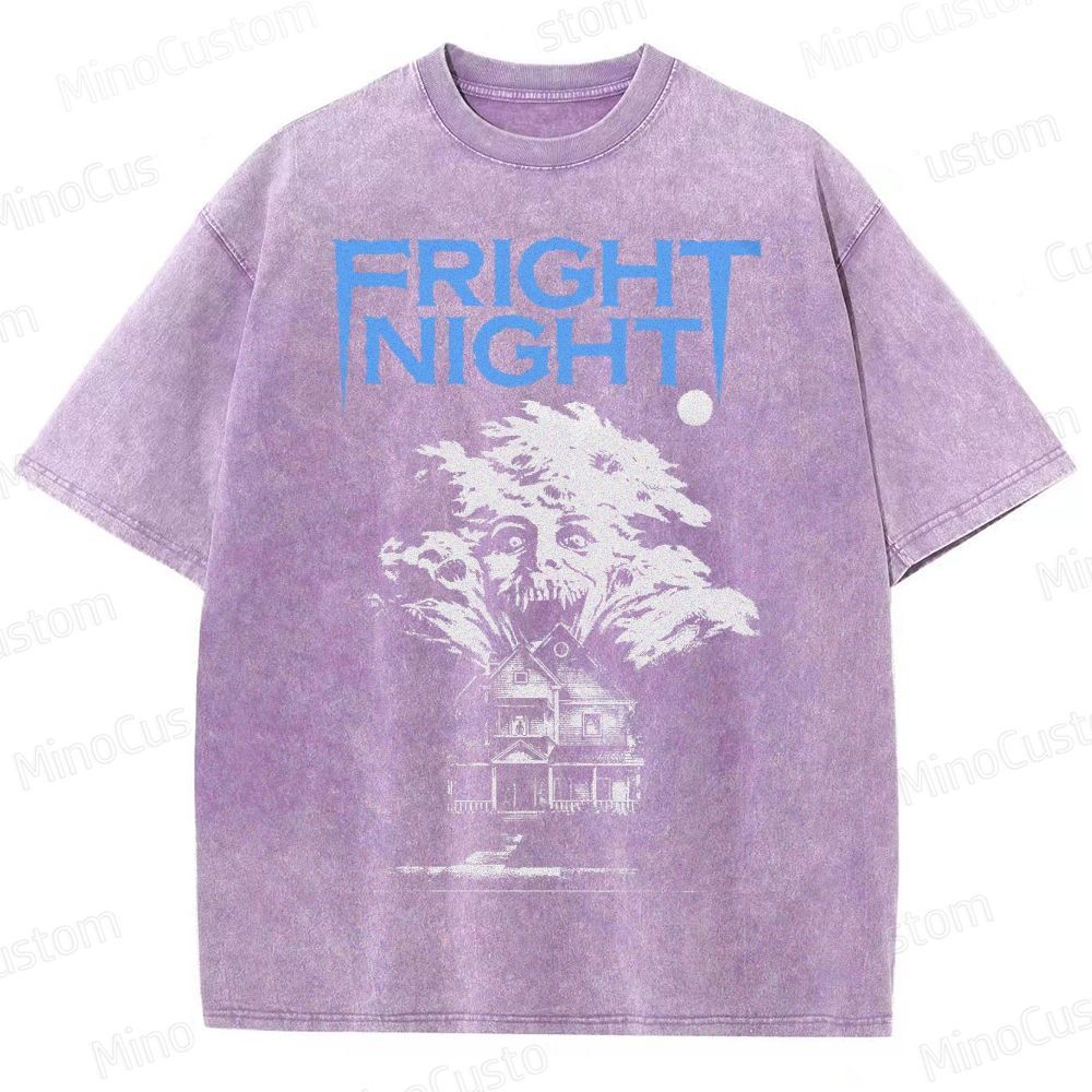 Fright Night Haunted House Horror Graphic Washed T-Shirt