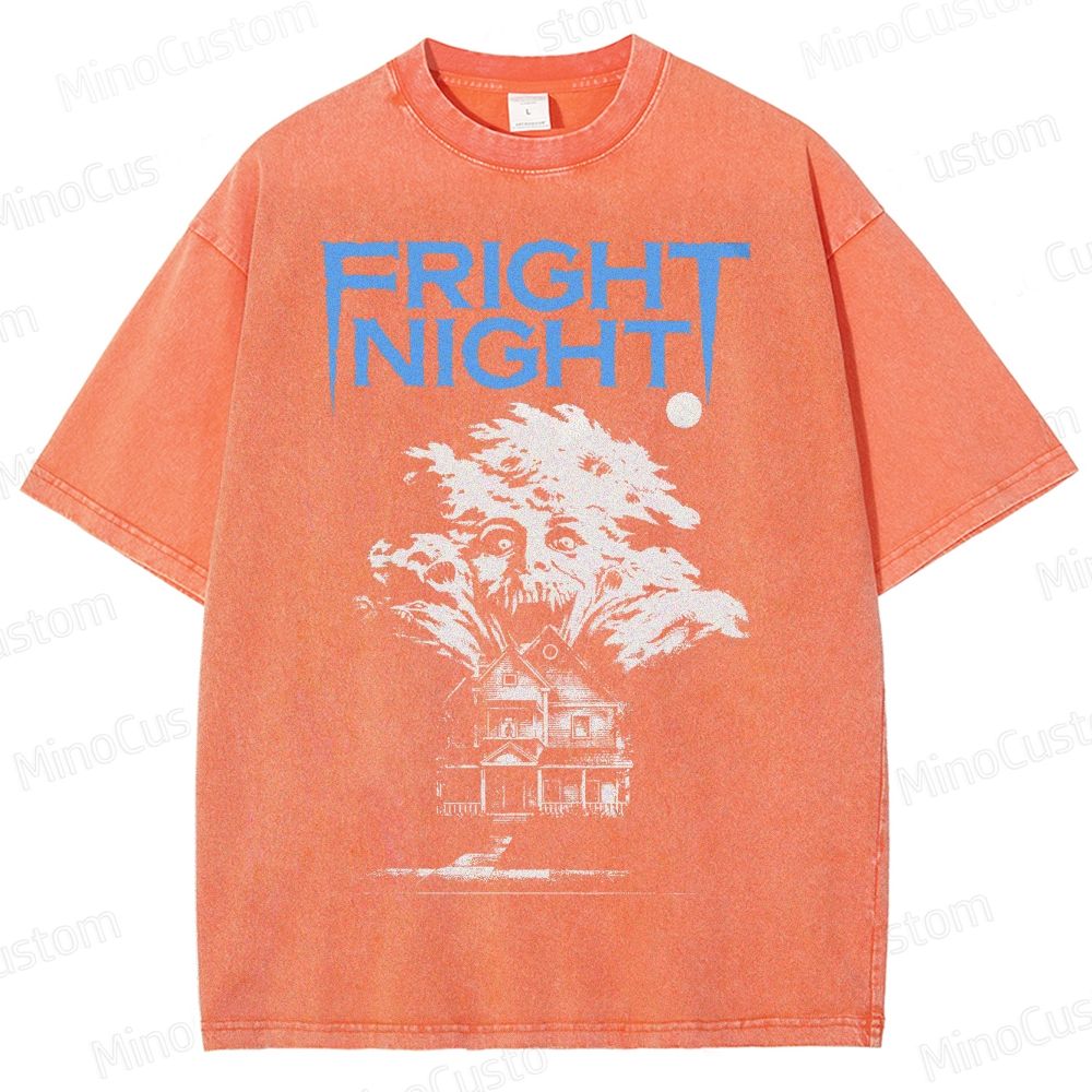 Fright Night Haunted House Horror Graphic Washed T-Shirt