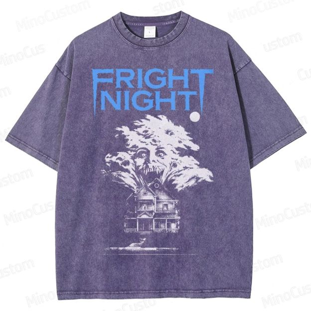 Fright Night Haunted House Horror Graphic Washed T-Shirt
