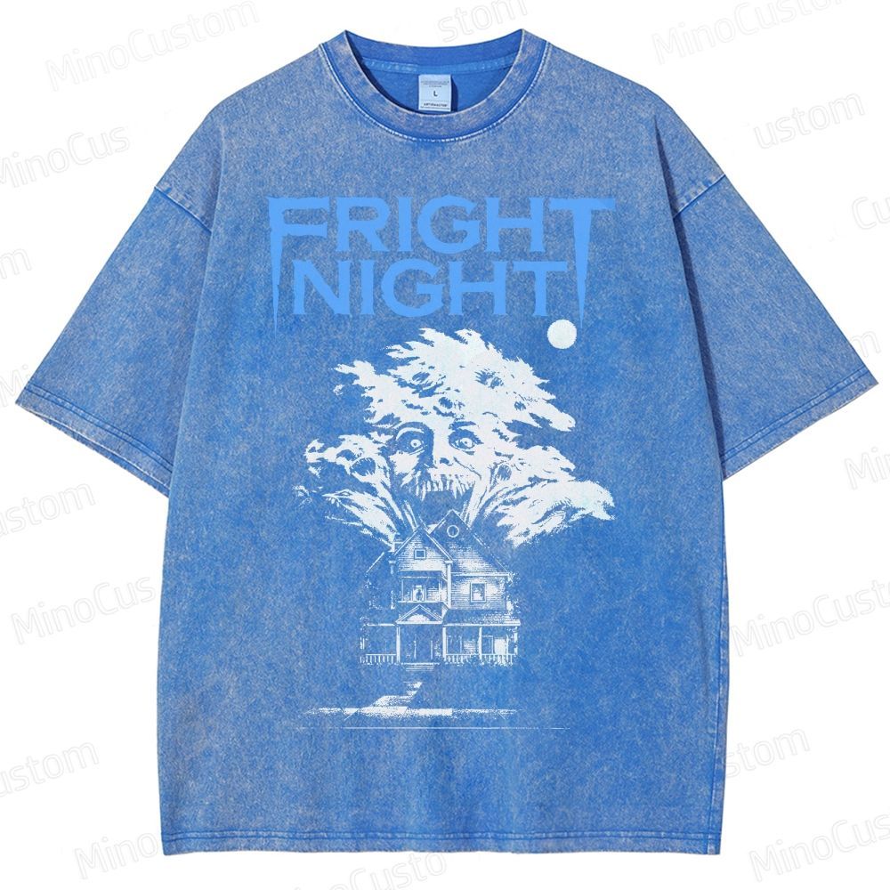 Fright Night Haunted House Horror Graphic Washed T-Shirt