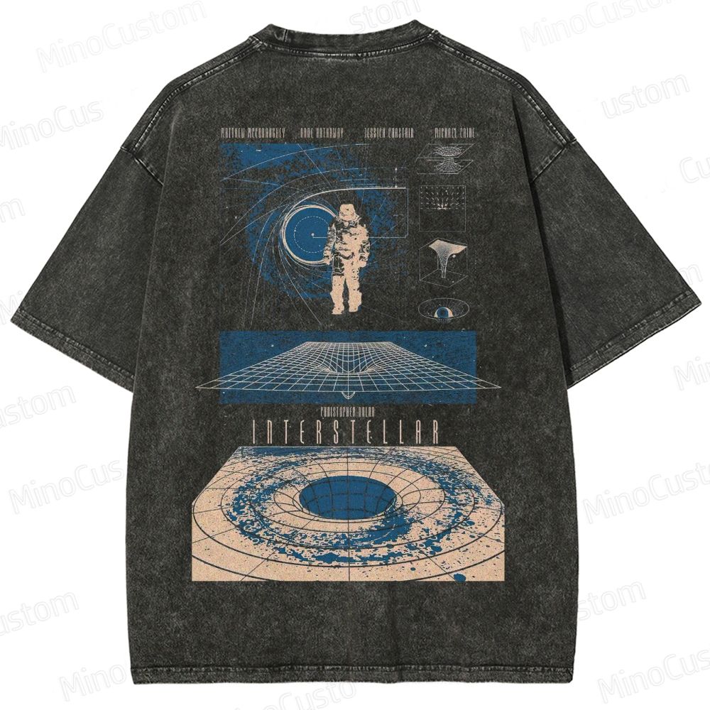 Interstellar Space-Time Graphic Washed T-Shirt 