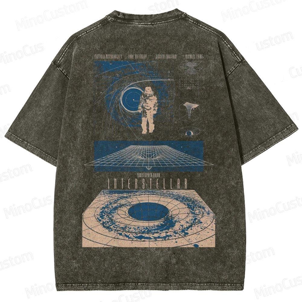 Interstellar Space-Time Graphic Washed T-Shirt 