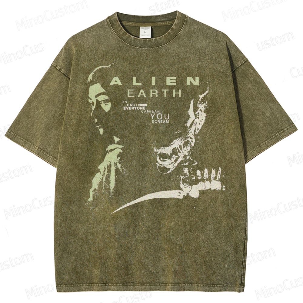  Alien Movie Retro  Washed T-Shirt