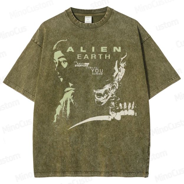  Alien Movie Retro  Washed T-Shirt