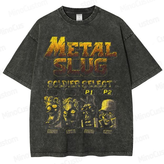 Metal Slug Retro Game Vintage Washed T - Shirt