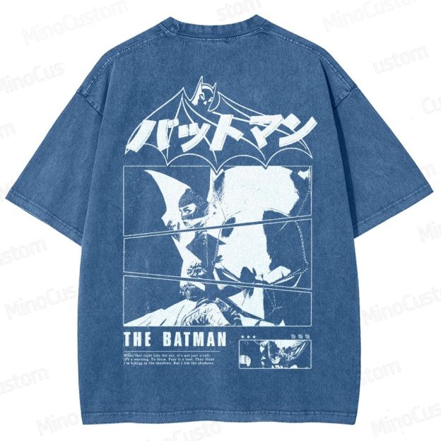 Japanese Style Batman Graphic Washed T-Shirt