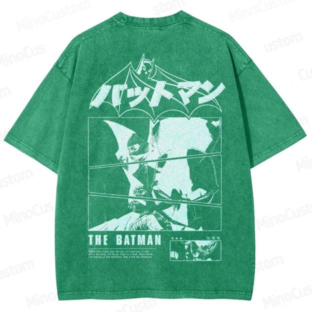 Japanese Style Batman Graphic Washed T-Shirt