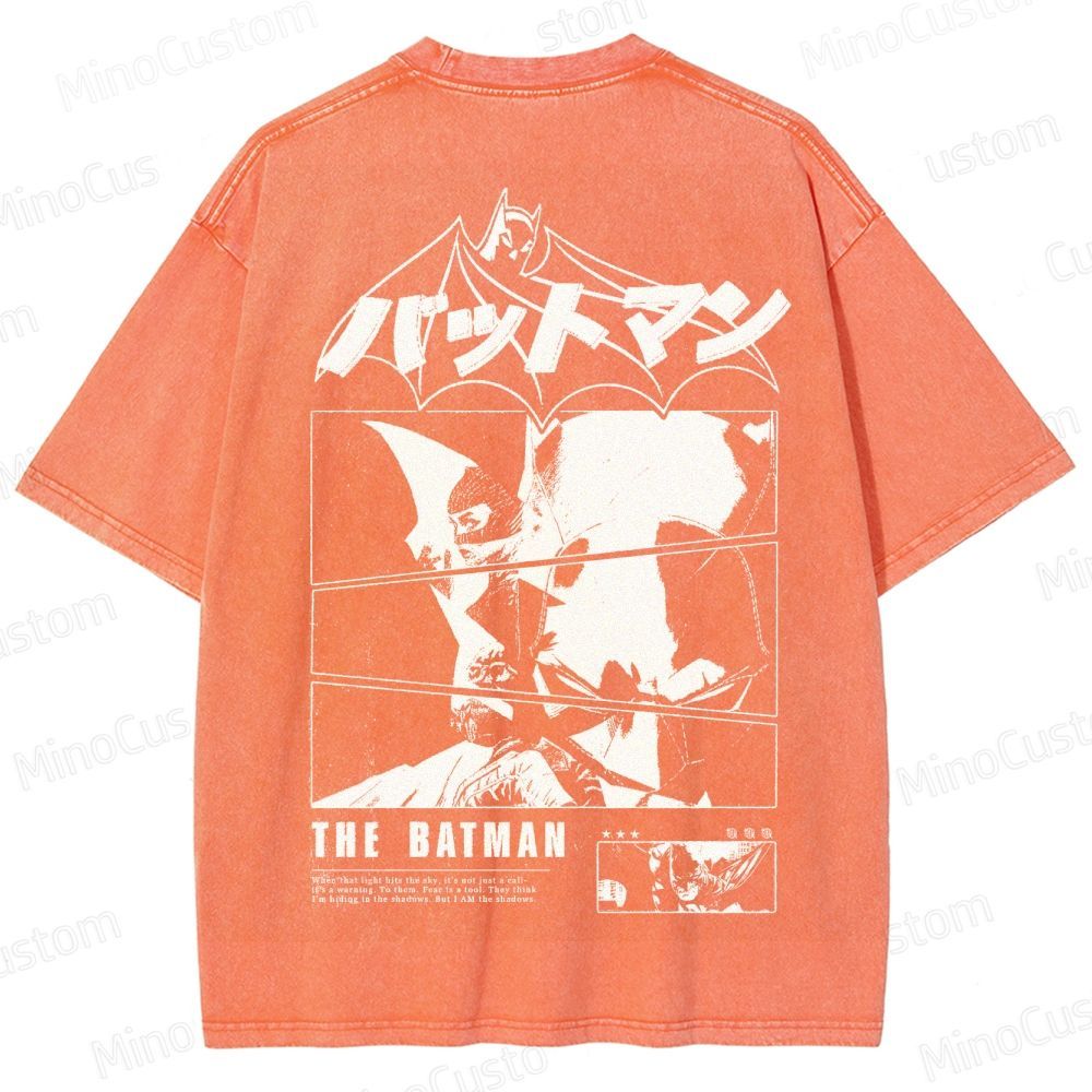Japanese Style Batman Graphic Washed T-Shirt