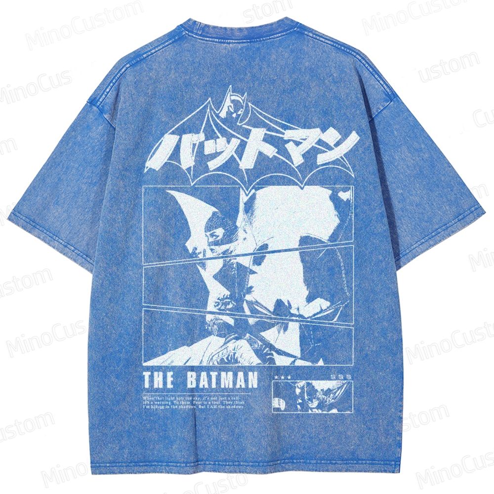 Japanese Style Batman Graphic Washed T-Shirt