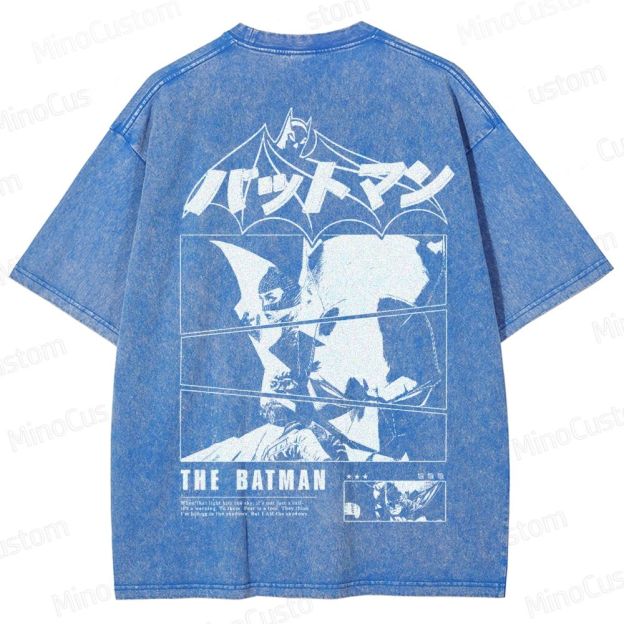 Japanese Style Batman Graphic Washed T-Shirt