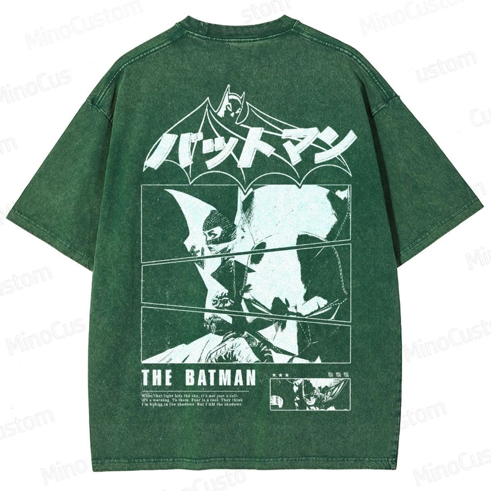 Japanese Style Batman Graphic Washed T-Shirt