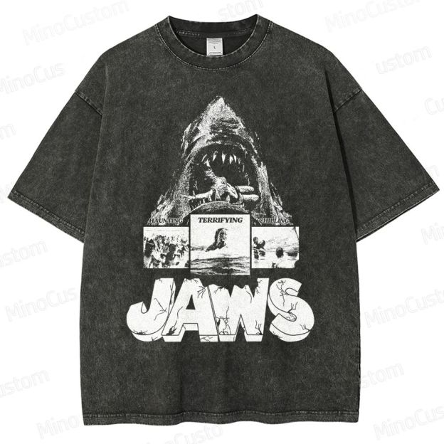 Jaws Vintage Washed Horror Movie T - Shirt