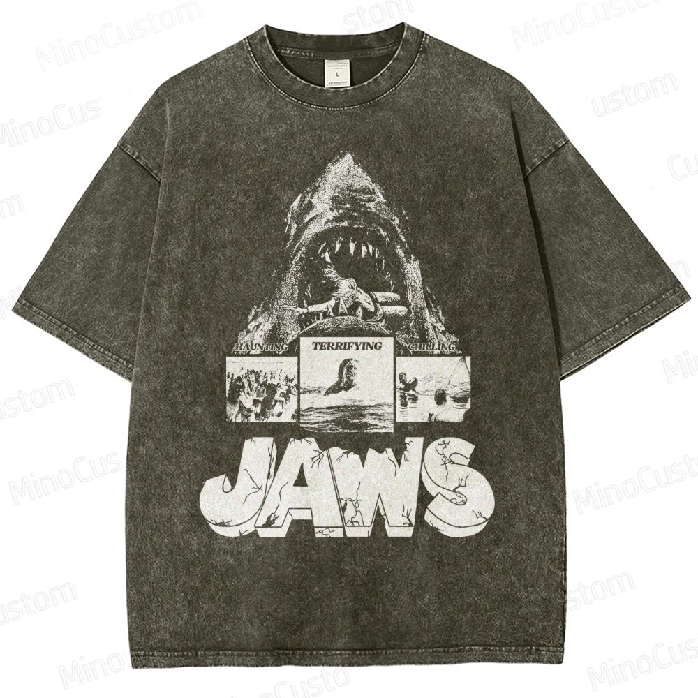 Jaws Vintage Washed Horror Movie T - Shirt