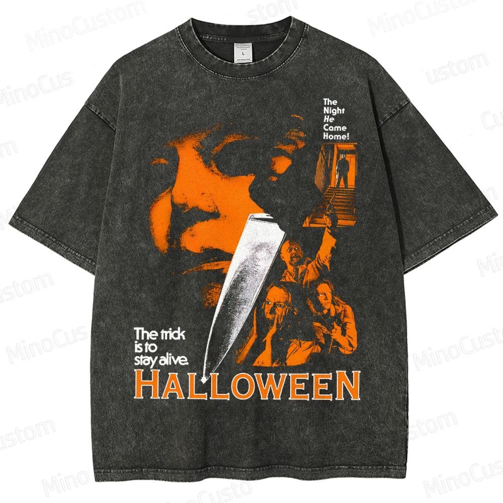 Halloween Vintage Washed Horror Movie T - Shirt