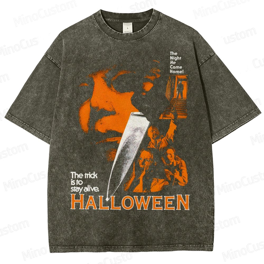 Halloween Vintage Washed Horror Movie T - Shirt