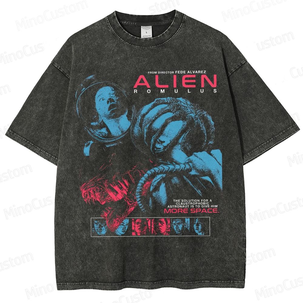 Alien: Romulus Vintage Washed Sci - Fi Horror Movie T - Shirt