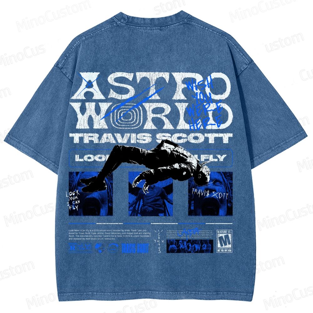 Travis Scott Astroworld Vintage Washed Graphic T - Shirt
