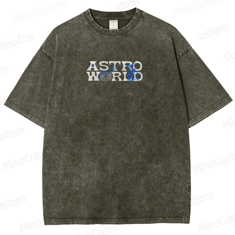 Travis Scott Astroworld Vintage Washed Graphic T - Shirt