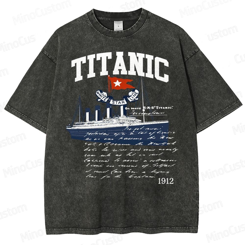 Titanic Vintage Poster Cruise Sinking Ship Atlantic Ocean Voyage Active Washed T-Shirt 