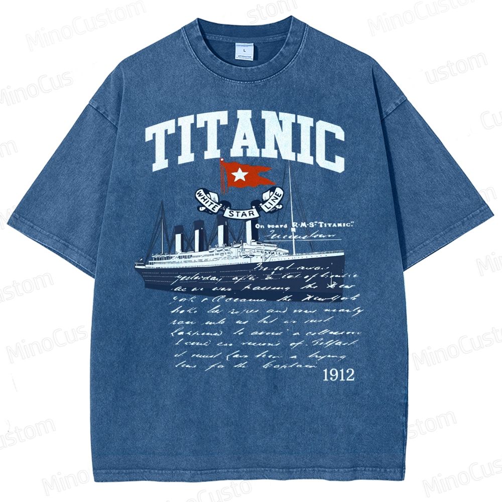 Titanic Vintage Poster Cruise Sinking Ship Atlantic Ocean Voyage Active Washed T-Shirt 