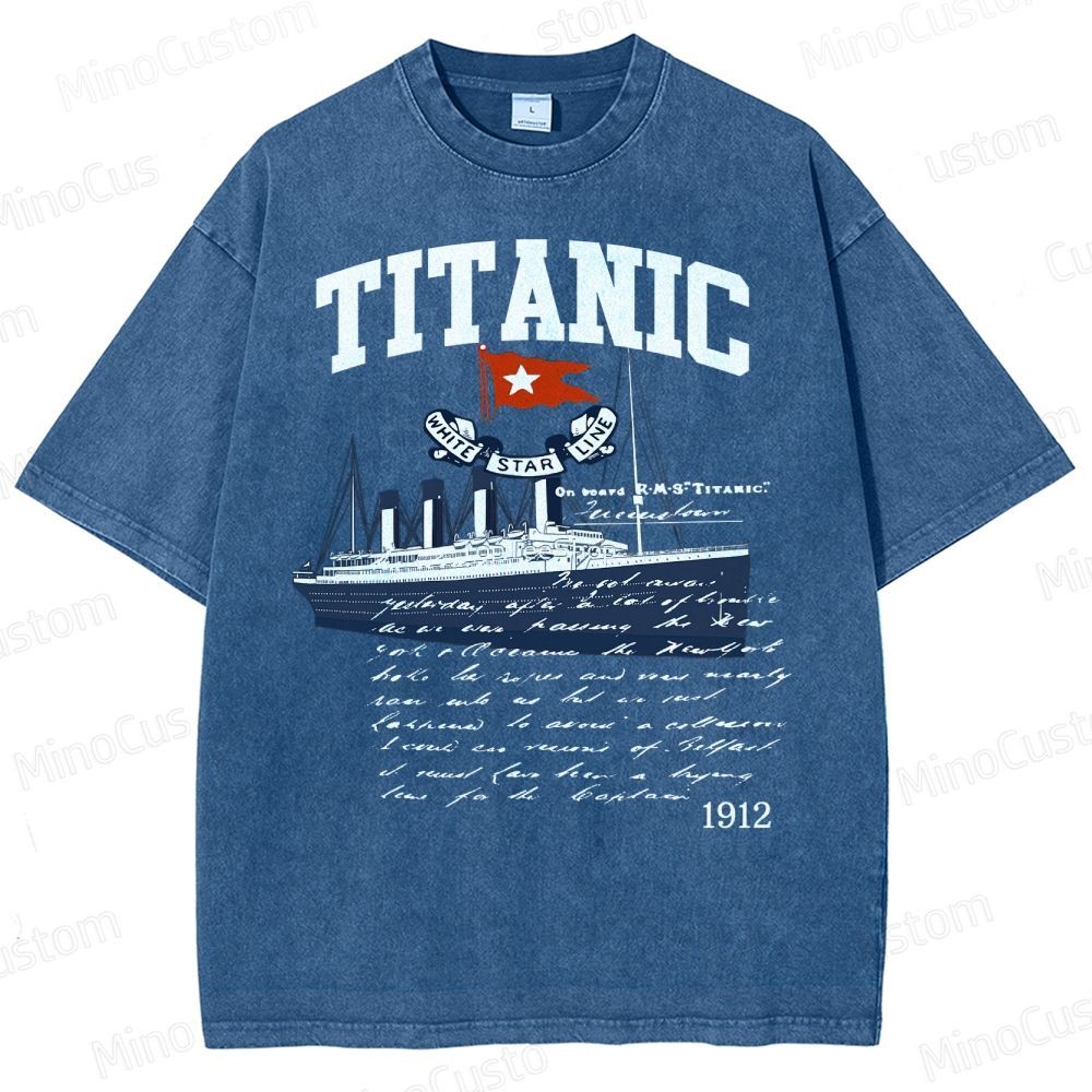 Titanic Vintage Poster Cruise Sinking Ship Atlantic Ocean Voyage Active Washed T-Shirt 