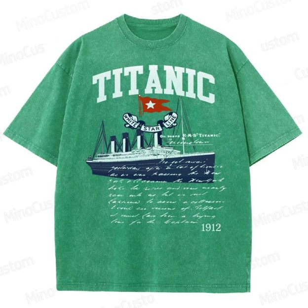 Titanic Vintage Poster Cruise Sinking Ship Atlantic Ocean Voyage Active Washed T-Shirt 