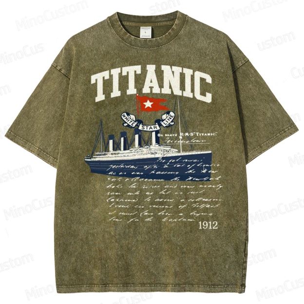 Titanic Vintage Poster Cruise Sinking Ship Atlantic Ocean Voyage Active Washed T-Shirt 
