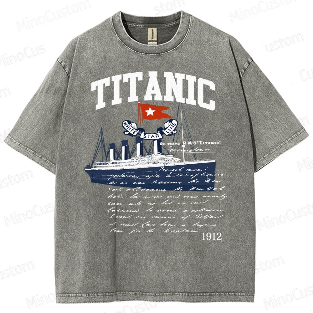 Titanic Vintage Poster Cruise Sinking Ship Atlantic Ocean Voyage Active Washed T-Shirt 