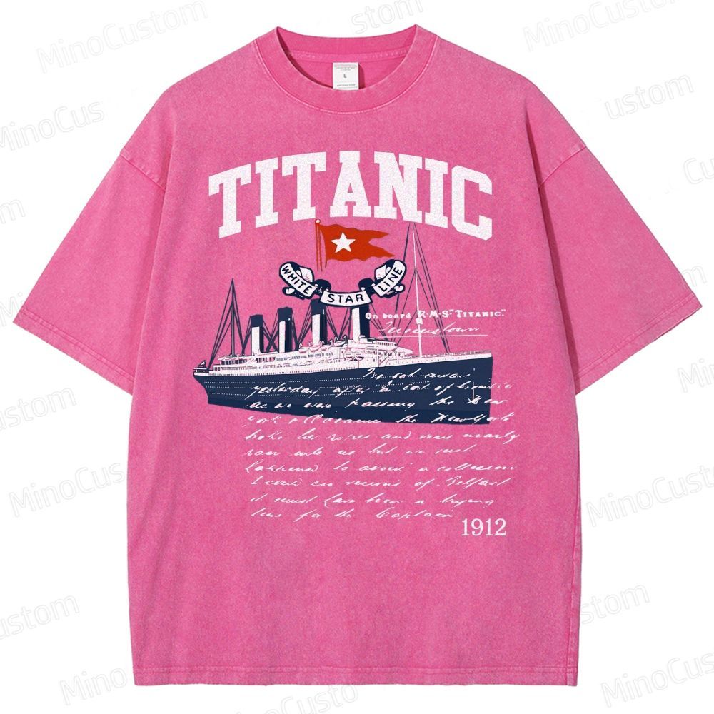 Titanic Vintage Poster Cruise Sinking Ship Atlantic Ocean Voyage Active Washed T-Shirt 