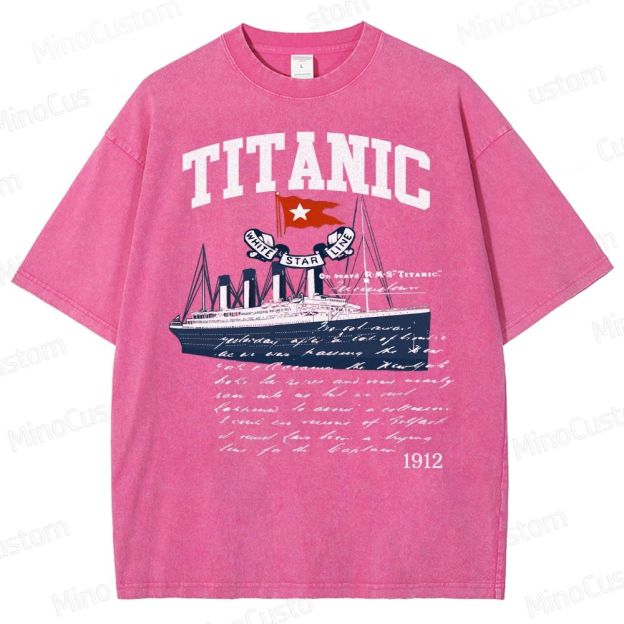 Titanic Vintage Poster Cruise Sinking Ship Atlantic Ocean Voyage Active Washed T-Shirt 