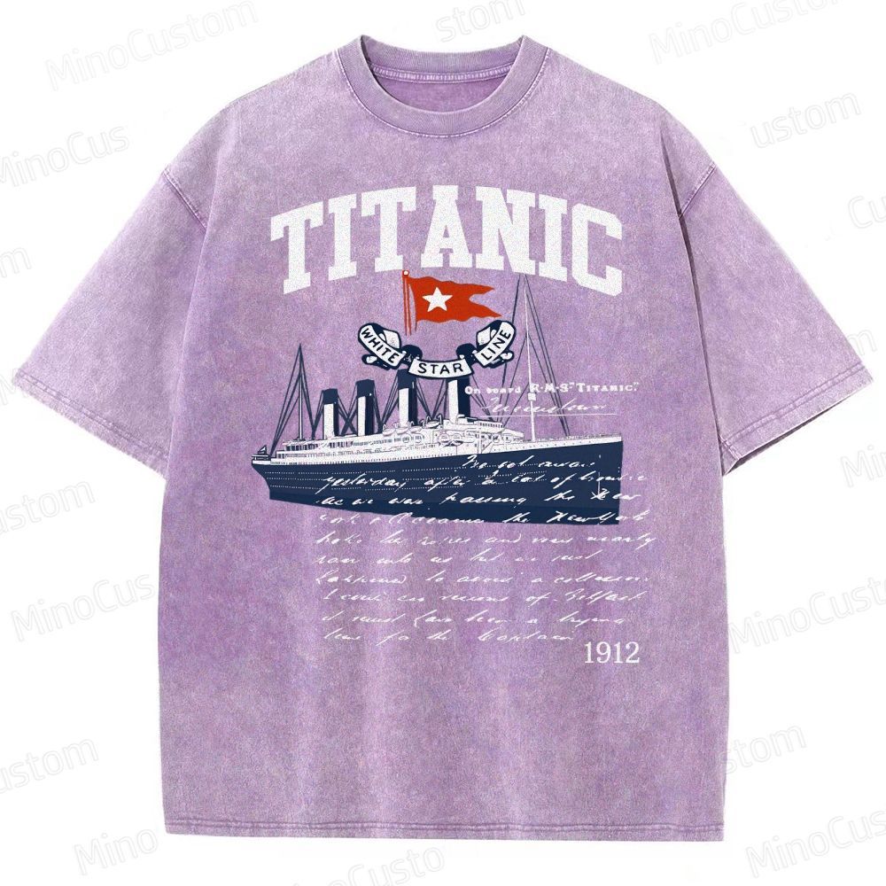 Titanic Vintage Poster Cruise Sinking Ship Atlantic Ocean Voyage Active Washed T-Shirt 