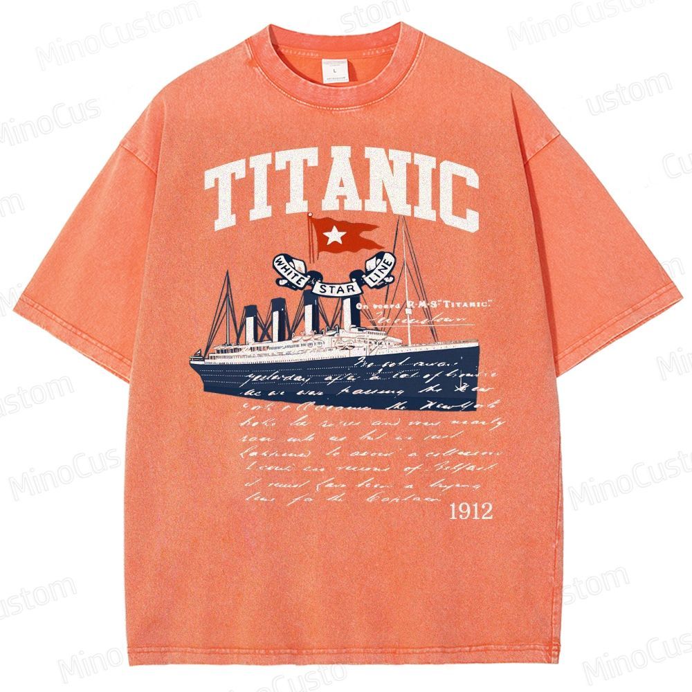 Titanic Vintage Poster Cruise Sinking Ship Atlantic Ocean Voyage Active Washed T-Shirt 