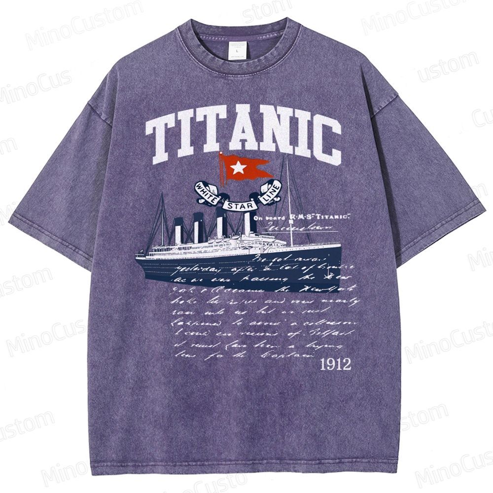 Titanic Vintage Poster Cruise Sinking Ship Atlantic Ocean Voyage Active Washed T-Shirt 