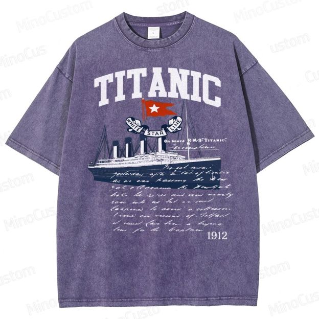 Titanic Vintage Poster Cruise Sinking Ship Atlantic Ocean Voyage Active Washed T-Shirt 