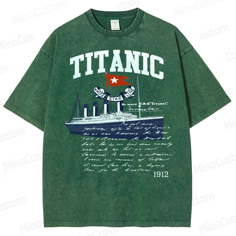 Titanic Vintage Poster Cruise Sinking Ship Atlantic Ocean Voyage Active Washed T-Shirt 