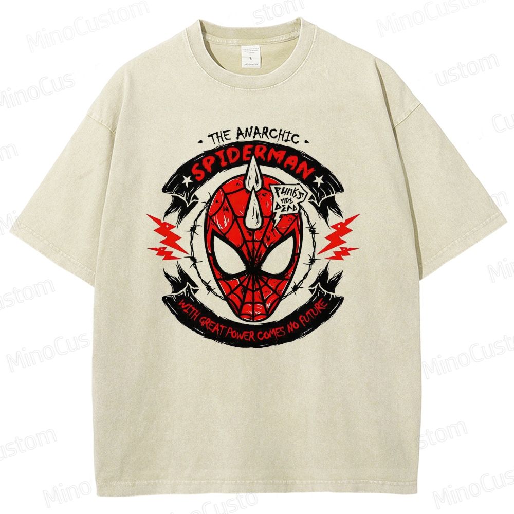 Anarchic Spider - Man Vintage Washed Superhero T - Shirt