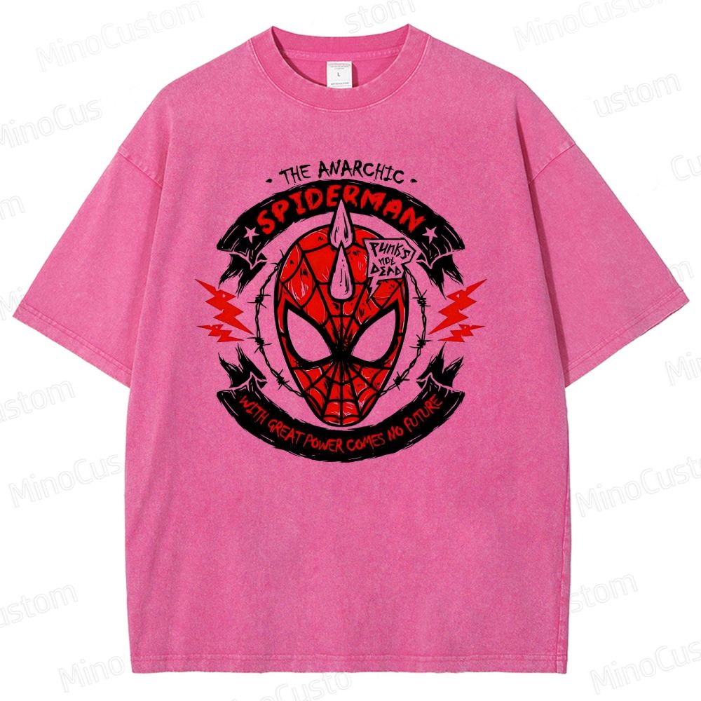 Anarchic Spider - Man Vintage Washed Superhero T - Shirt