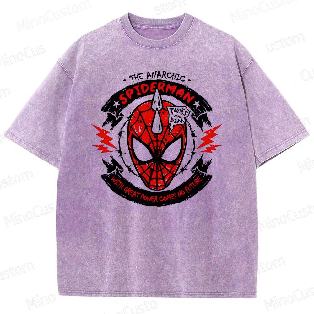 Anarchic Spider - Man Vintage Washed Superhero T - Shirt