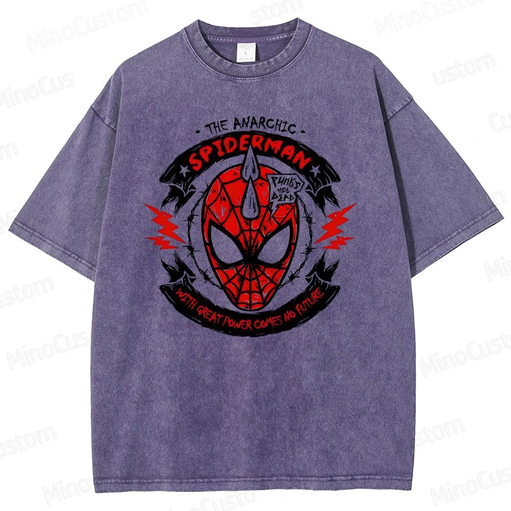 Anarchic Spider - Man Vintage Washed Superhero T - Shirt