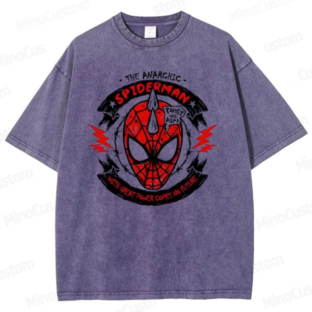 Anarchic Spider - Man Vintage Washed Superhero T - Shirt