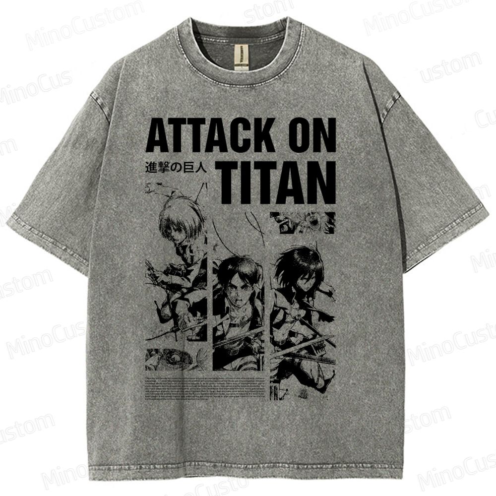 Attack on Titan Anime Graphic Washed T-Shirt