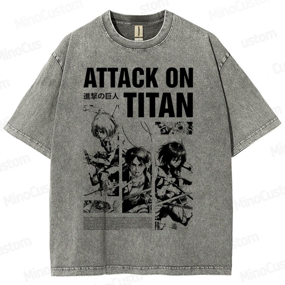 Attack on Titan Anime Graphic Washed T-Shirt