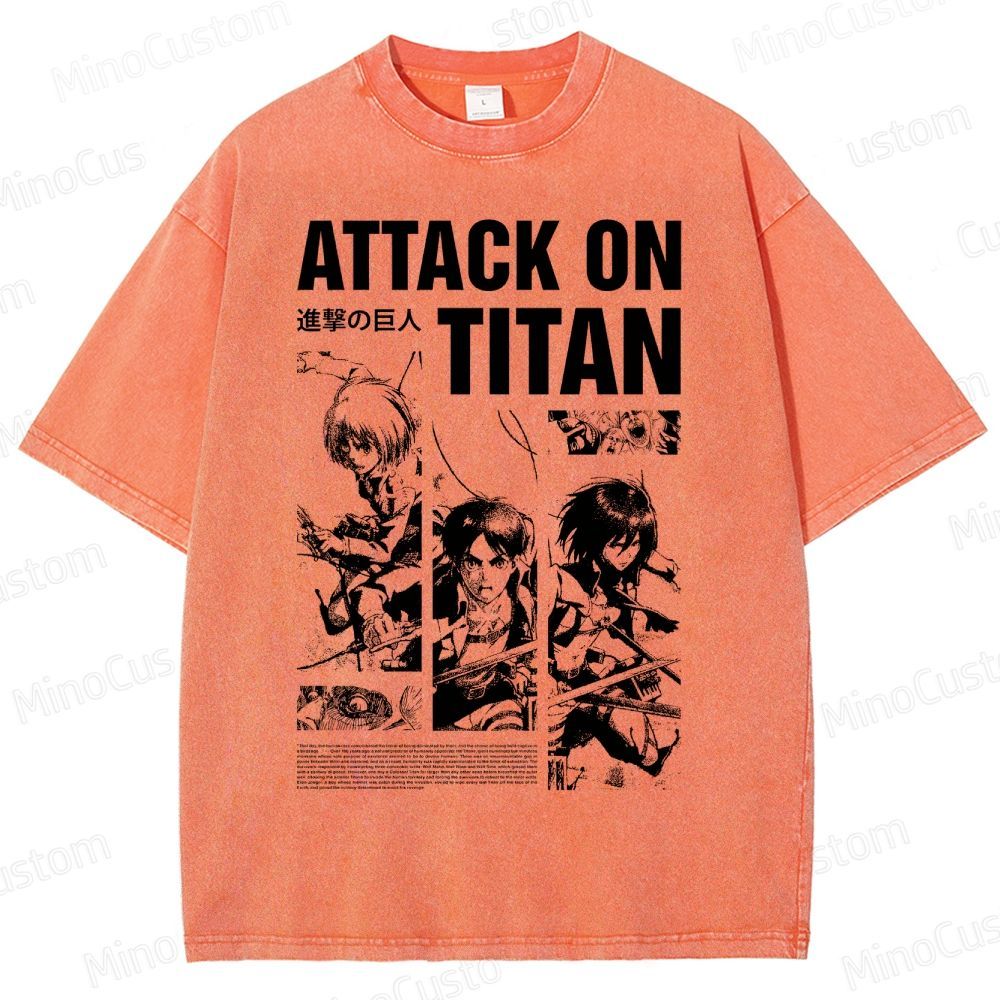 Attack on Titan Anime Graphic Washed T-Shirt