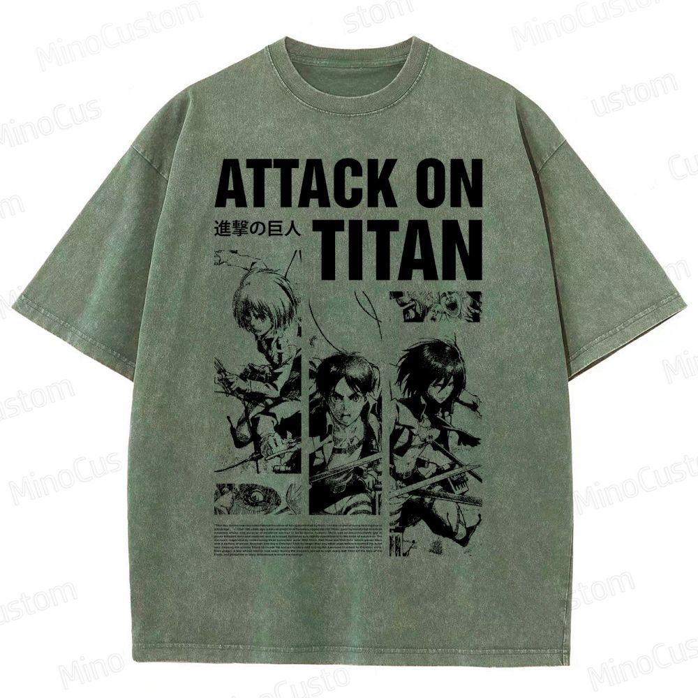 Attack on Titan Anime Graphic Washed T-Shirt