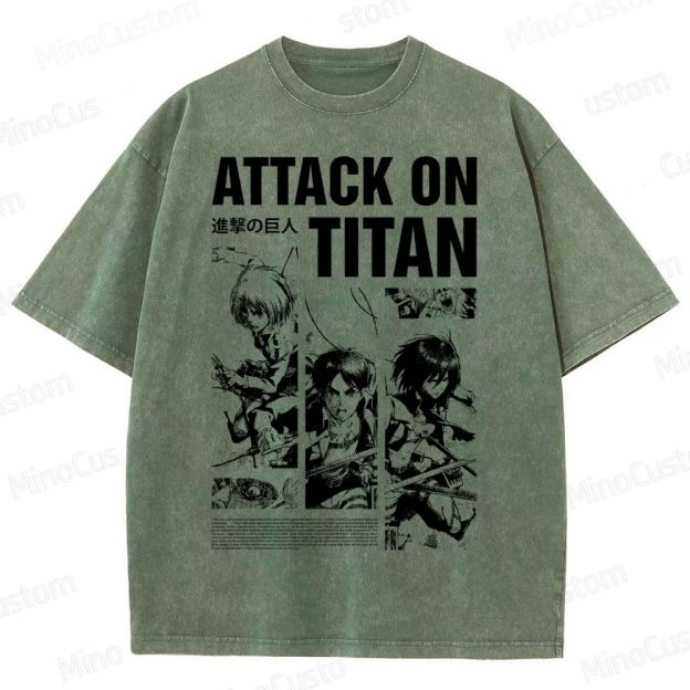 Attack on Titan Anime Graphic Washed T-Shirt