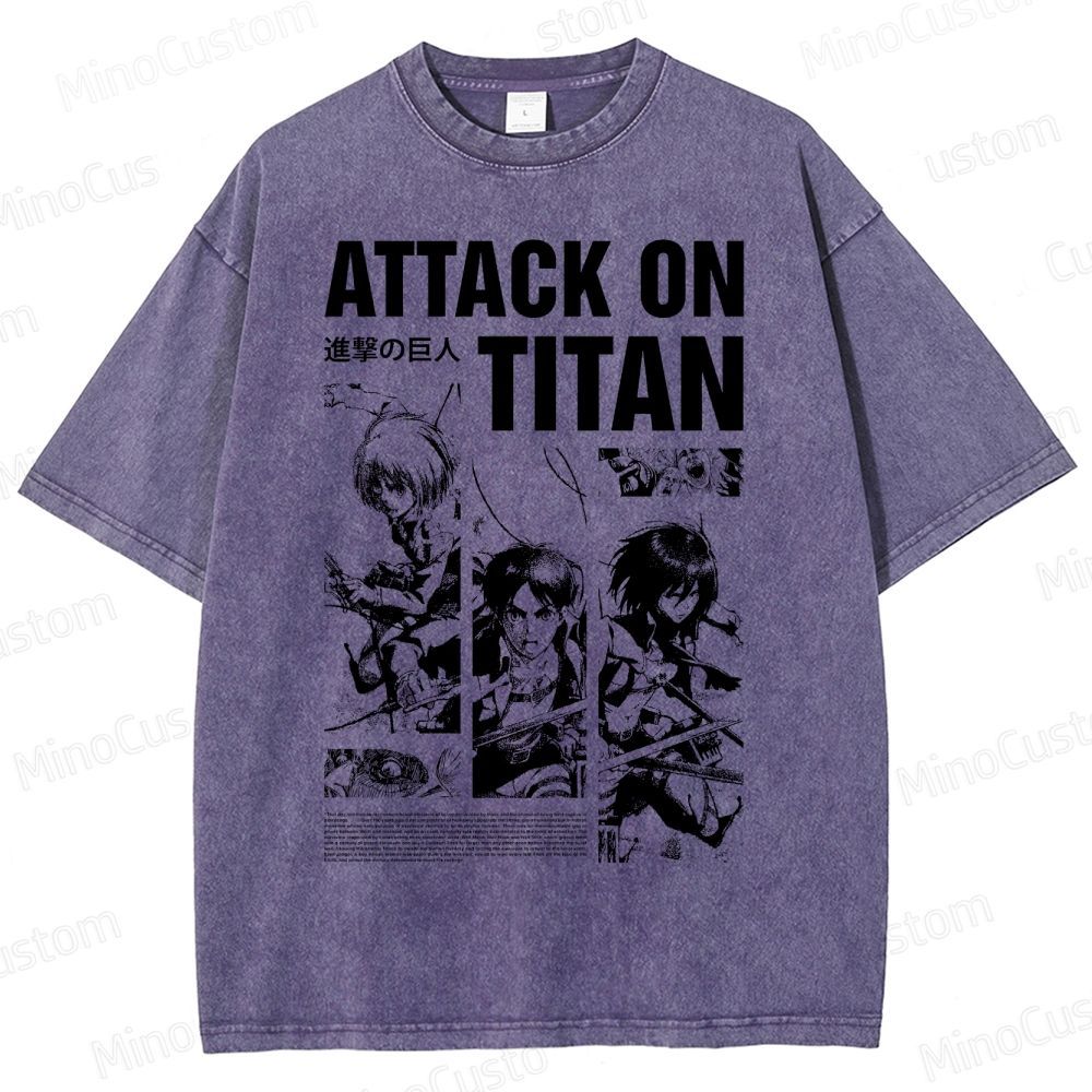 Attack on Titan Anime Graphic Washed T-Shirt