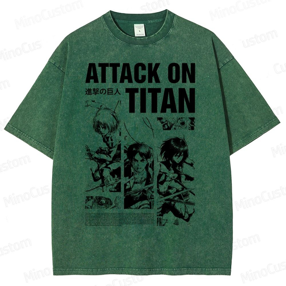Attack on Titan Anime Graphic Washed T-Shirt