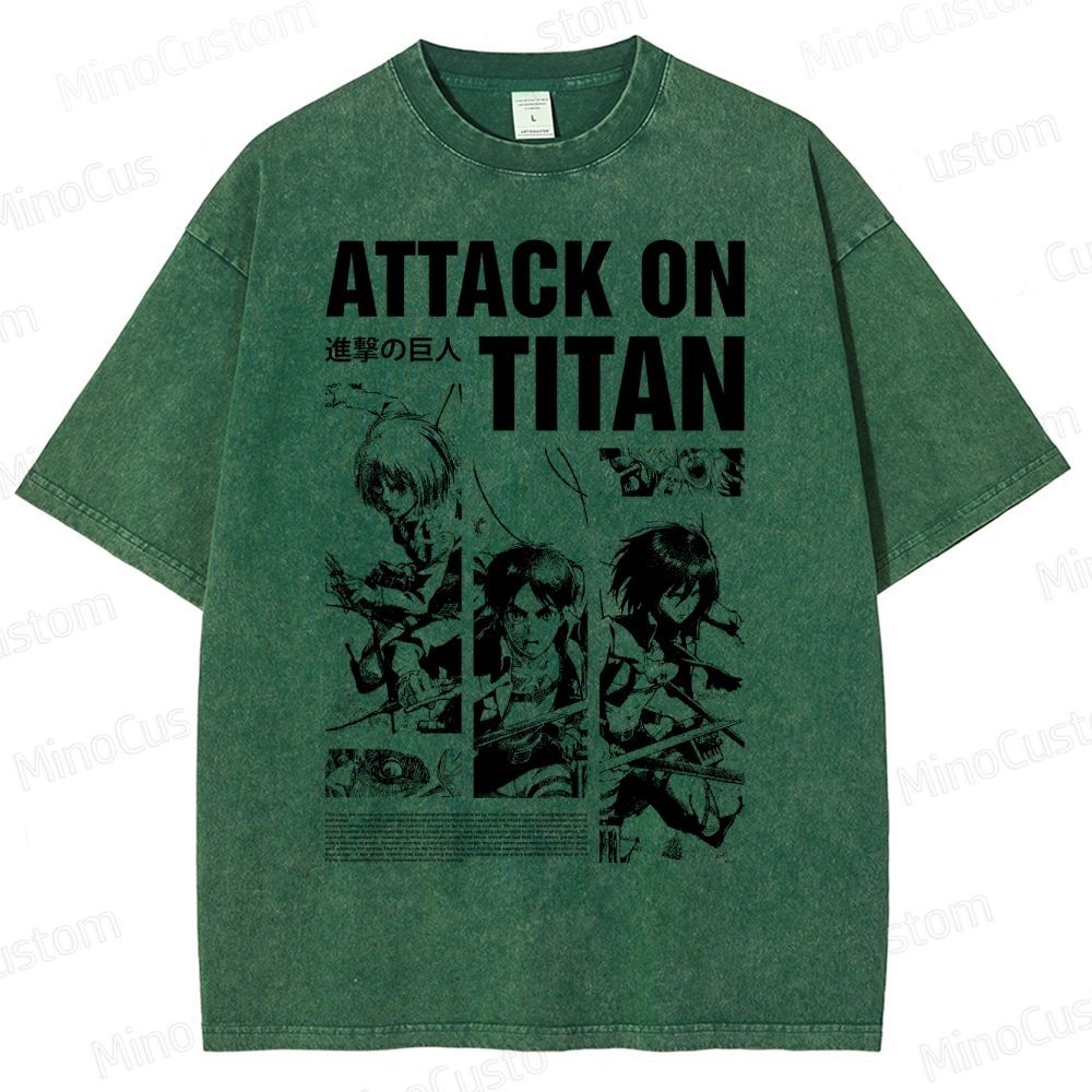 Attack on Titan Anime Graphic Washed T-Shirt