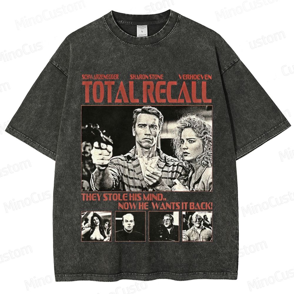 Total Recall Vintage Washed Sci - Fi Action Movie T - Shirt