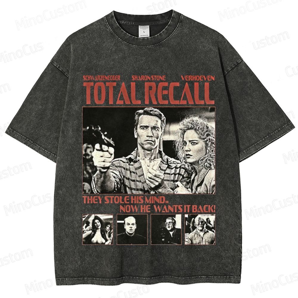 Total Recall Vintage Washed Sci - Fi Action Movie T - Shirt